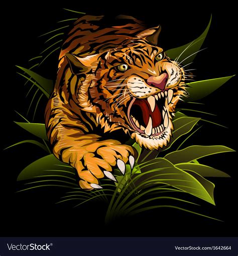 Hunting tiger Royalty Free Vector Image - VectorStock