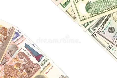 Cambodian Riel and Us-american Dollar Banknotes Indicating Bilateral Economic Relations with ...