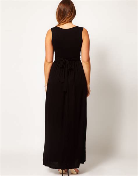 Lyst - Asos Maxi Dress with Embellished Waist in Black