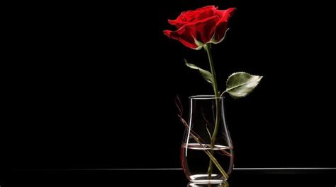 Premium AI Image | a rose in a glass of water with the stem sticking ...