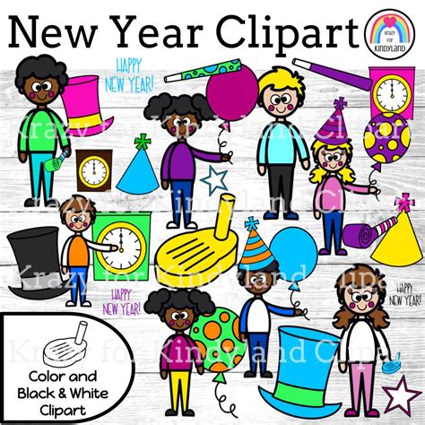 New Year Clipart {Accents: Party Horns, Balloons, Clocks, Hats, Noise Makers}