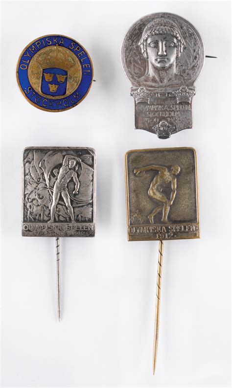 Stockholm 1912 Summer Olympics Lot of (4) Pins | RR Auction