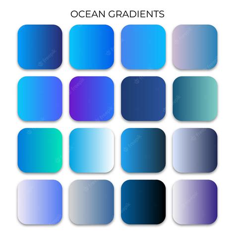 Набор цветовой палитры ocean gradient | Премиум векторы