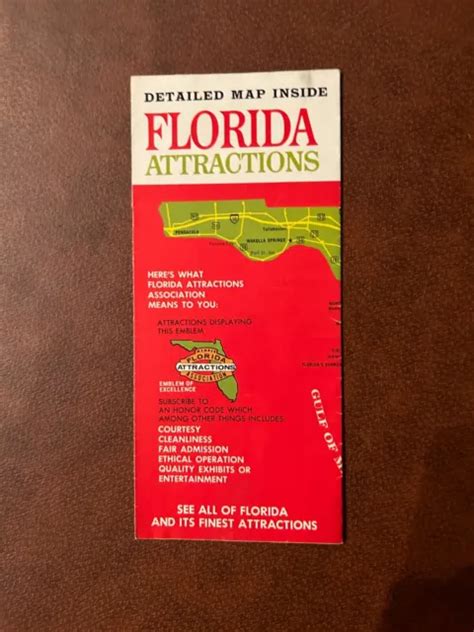 VINTAGE FLORIDA ATTRACTIONS Map 1970s-Disney,SeaWorld,Kennedy,and More £14.06 - PicClick UK