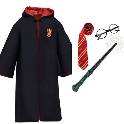 Harry Potter Wizard Robe Costume Set, Size L: Includes Tie, Glasses & Light-up, Sound-emitting ...