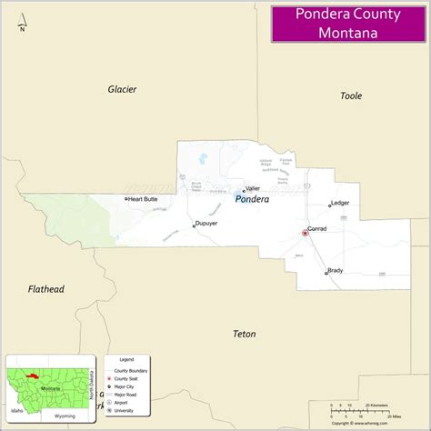 Map of Pondera County, Montana - Where is Located, Cities, Population, Highways & Facts