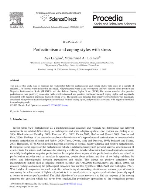 (PDF) Perfectionism and coping styles with stress