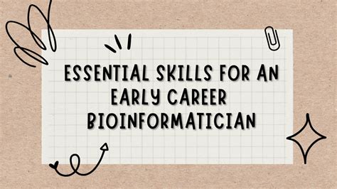 Essential Technical Skills for an Early Career Bioinformatician