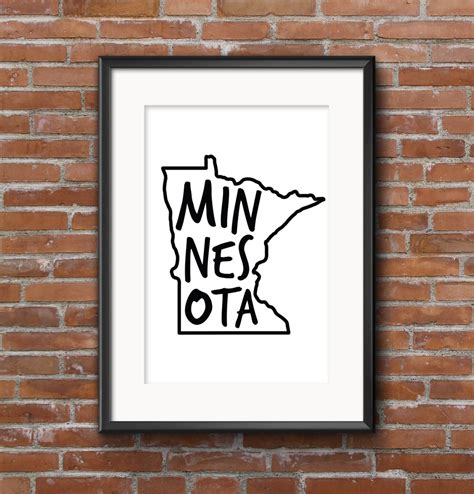 Instant Download Minnesota State Outline MN Print 8x10 Poster, Card ...