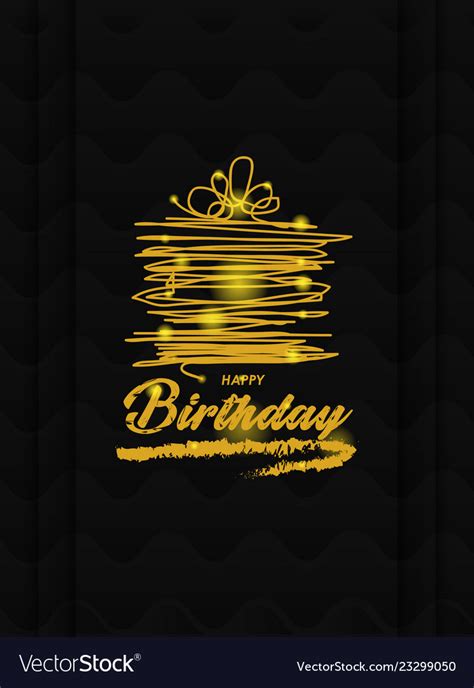 Gold happy birthday greeting card Royalty Free Vector Image