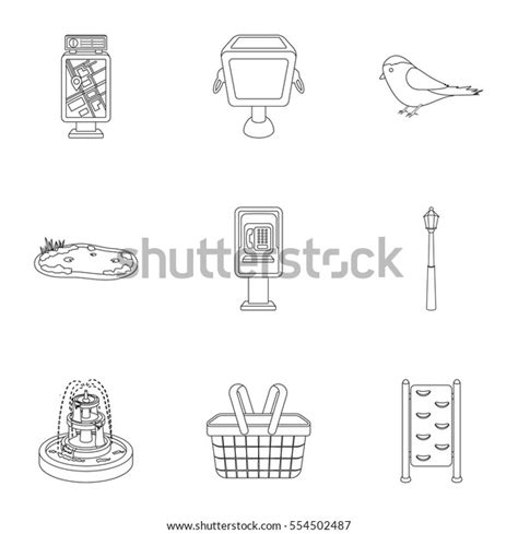 Park Set Icons Outline Style Big Stock Vector (Royalty Free) 554502487