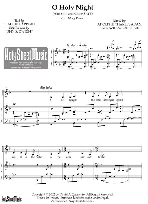 O Holy Night (Vocal Solo and Choir - Zabriskie) - Holy Sheet Music