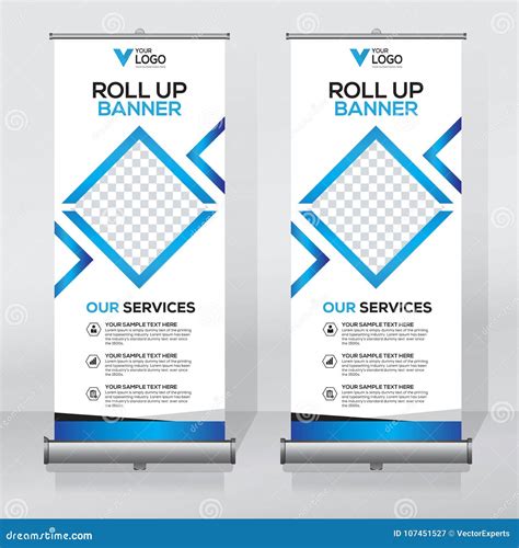 Roll Up Banner Design Template, Vertical, Abstract Background, Pull Up Design, Modern X-banner ...