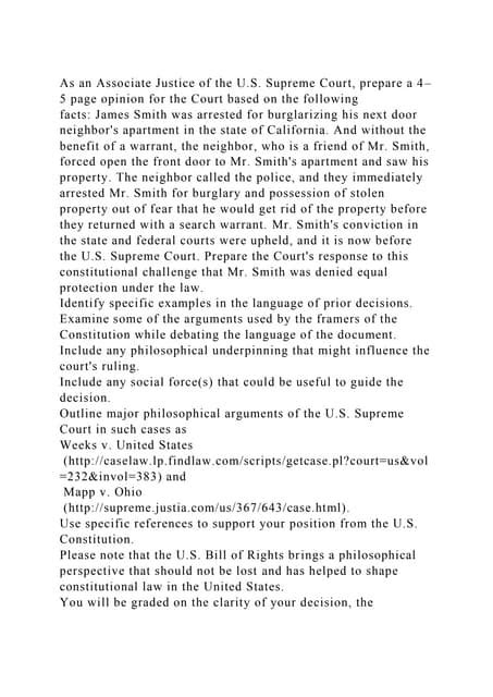 As an Associate Justice of the U.S. Supreme Court, prepare a 4–5 pag.docx