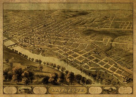 Lafayette Indiana Vintage City Street Map 1868 Mixed Media by Design Turnpike