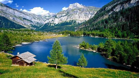 Rocky Mountains Forest With Pine Trees Lake With Turquoise Blue Water ...