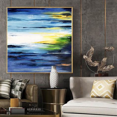 Original abstract canvas artblue abstract paintinglarge | Etsy