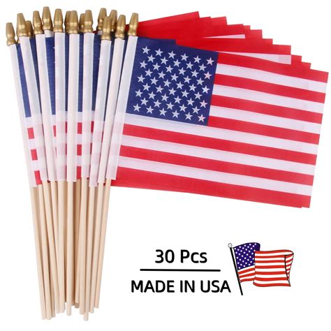 Gamexcel Set of 30, Proudly Made in U.S.A. Small American Flags 4x6 Inch/Small US Flag/Mini ...