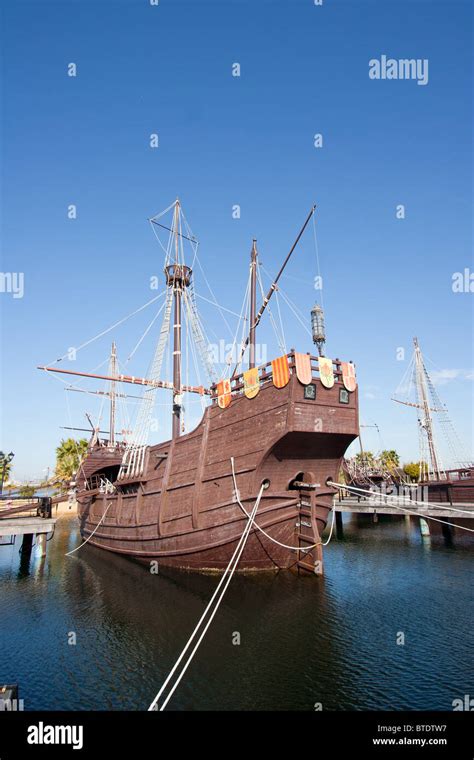 Replica of Columbus' ship, the Santa Maria, Huelva, Spain Stock Photo ...