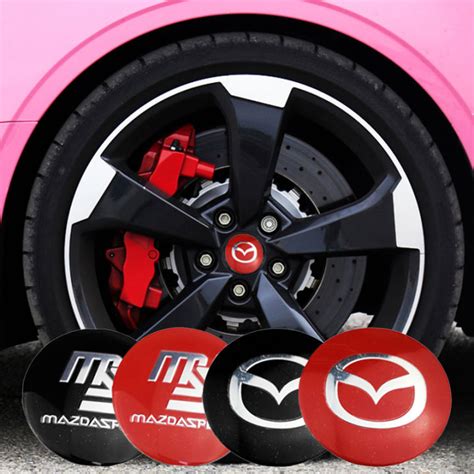 4Pcs/Set Aluminum Car Wheel Hub Caps Stickers Tire Center Logo Emblem ...