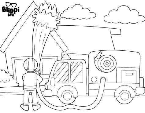 Fireman Blippi Coloring Page - Free Printable Coloring Pages for Kids