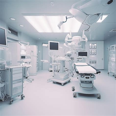 Premium AI Image | A hospital room with a monitor and monitors on the ceiling.