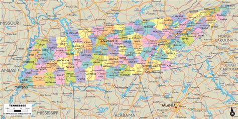 Printable Tennessee County Map