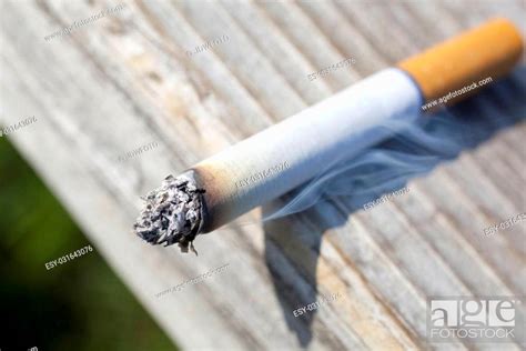 A close up of a lit tobacco cigarette, Stock Photo, Picture And Low ...