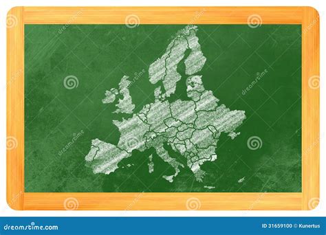 Europe with Countries Drawn on a Blackboard Stock Photo - Image of black, text: 31659100