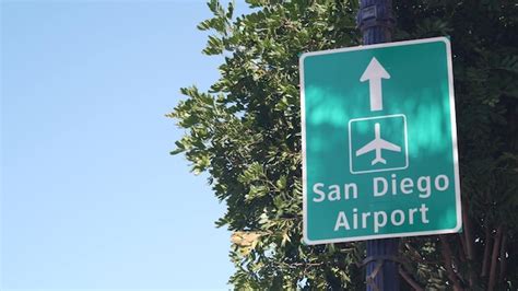 Airport green road sign direction arrow plane icon san diego california ...