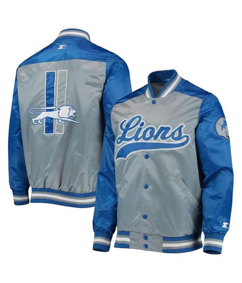 Starter Grey/Blue Detroit Lions The Tradition II Jacket - Jacket Makers