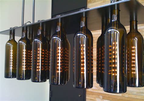 Wine bottle chandelier | Wine bottle LED chandelier at Bar B… | Flickr