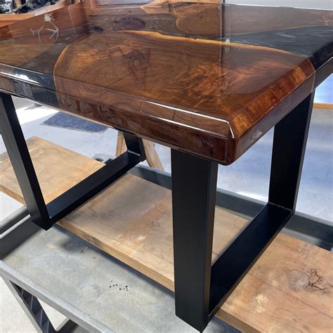 Epoxy Resin River Black Walnut Coffee Table Reclaimed Wood Coffee Table Artisan Table Handmade ...