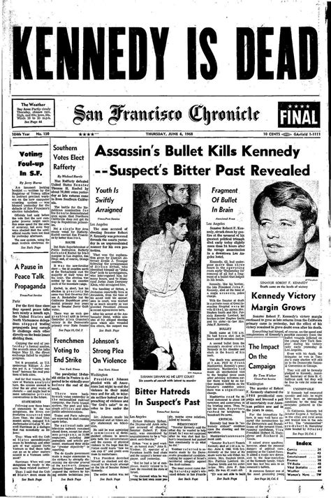 Chronicle Covers: The sorrow surrounding Robert F. Kennedy’s death