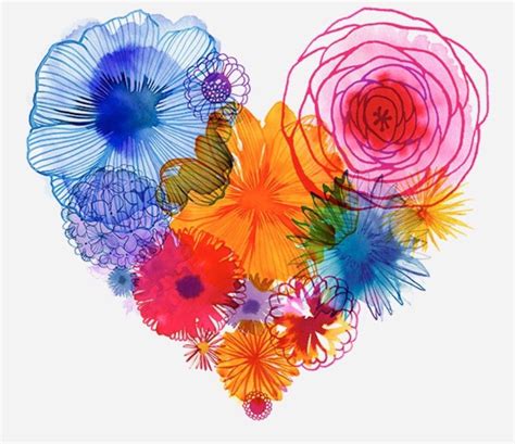 Colorful flowers heart paint | Flower art, Watercolor heart, Art