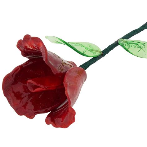 Murano Glass Flowers | Murano Glass Red Rose Flower On A Stem