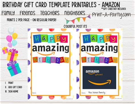 Amazon Birthday Gift Card Printable - Dress Up Your Amazon Gift Card ...