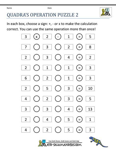 Math Puzzles 2nd Grade