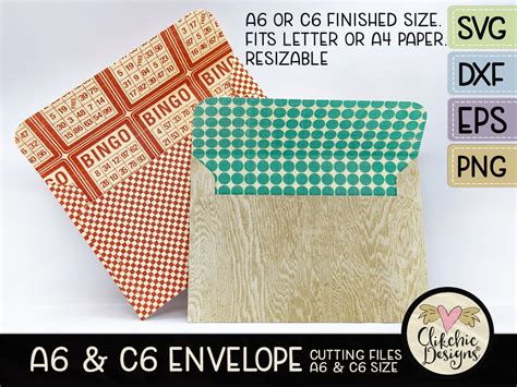 A6 Envelope SVG Cutting File, C6 Envelope Template Cut File, PNG ...