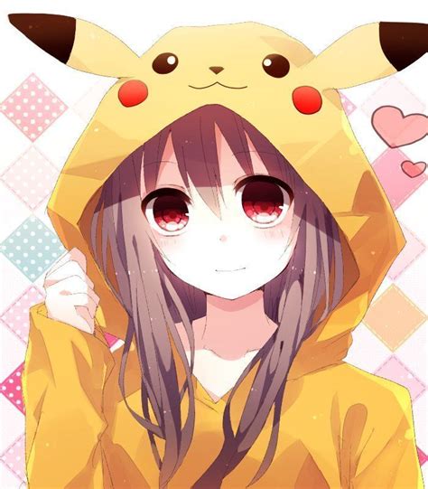 Anime girl in hoodie #pikachu #anime #girl #art #manga Anime Wolf Girl ...