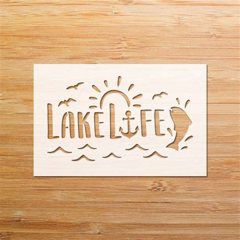 Lake Life Stencil, Cute Stencil, Craft Stencil, DIY Stencil, Lake Stencil, Fishing Stencil ...