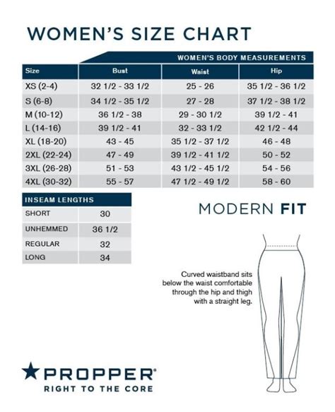 Propper® Women’s Pant Size Chart | Uniform Tactical Supply