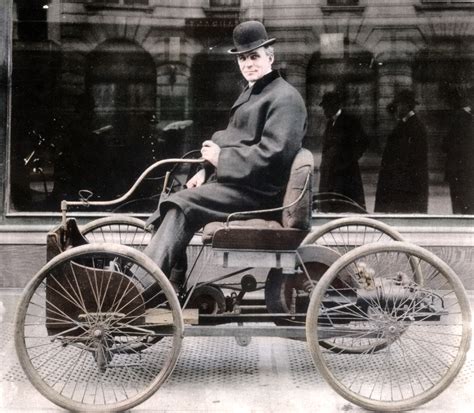 Digicolored: 1896 Henry Ford on his Quadricycle, color