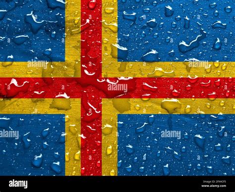 flag of Aland Islands with rain drops Stock Photo - Alamy