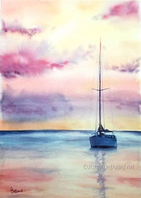 √ Watercolor Sunset Painting