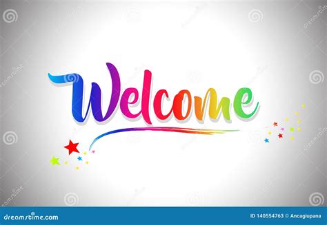 Welcome Handwritten Word Text with Rainbow Colors and Vibrant Swoosh Stock Vector - Illustration ...