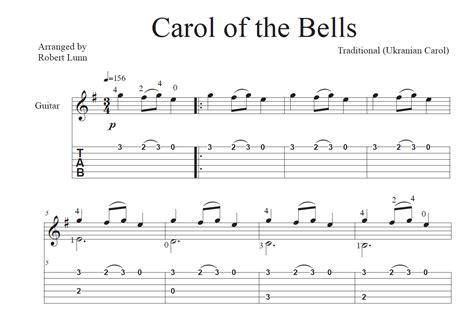 Carol of the Bells (Solo Guitar Arrangement) — Robert Lunn Composer ...