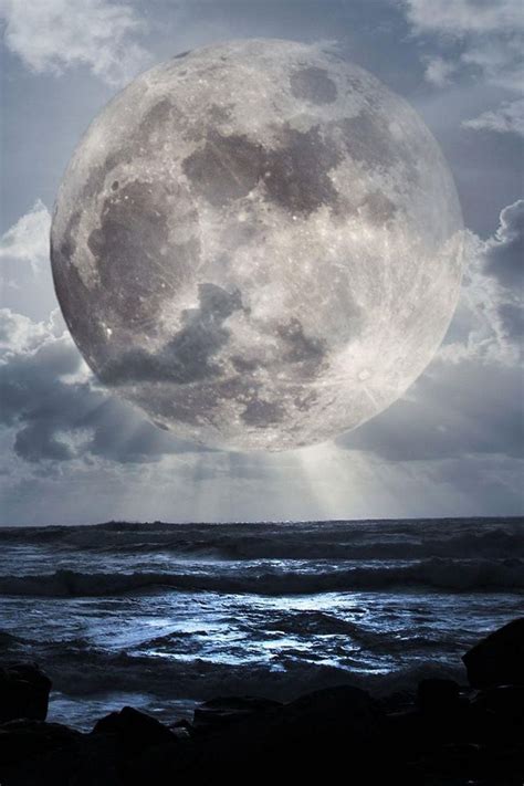 Super Moon Over Sea #iPhone #4s #Wallpaper | 月の写真, 風景, 壁紙