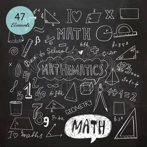 Chalkboard Hand Drawn Mathematics Clip Art/math Elements and Symbols/back to School Doodle/chalk ...