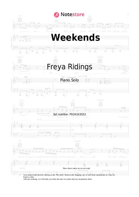 Weekends piano sheet music Freya Ridings in Note-Store.com | Piano.Solo SKU PSO0103552